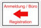 SCHILDER HIMMEL apassbares Anmeldung Büro links Schild 30x21cm Kunststoff mit Klebestreifen, Nr 2500 eigener Text/Bild verschiedene Größen/Materialien