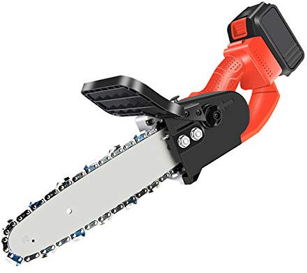XUMI Motosierra Eléctrica Bateria 11 Pulgadas, Sierra De Cadena Sin Cable, Cortador De Madera De Tijeras De Podar Eléctricas para Carpintería con Una Sola Mano Portátil,2 Lithium Battery