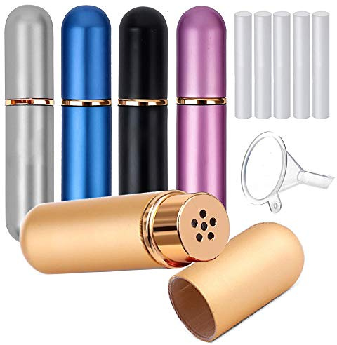 Lot de 5 tubes d'inhalation nasale en aluminium pour huiles essentielles