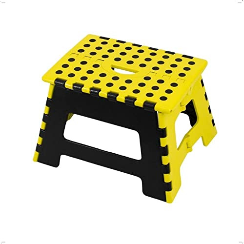 Rekord Klapptritt aus Kunststoff- in Gelb (BxTxH 35x27x22 cm) rutschfeste Oberfläche & Füße mit Gumminoppen, Tritthocker, Kinderhocker, Fußhocker, Badhocker, Klapphocker