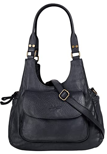Samantha Look Umhängetasche Echt Leder Damen Made in Italy, Trendige Umhängetasche, Henkeltasche blau 021685