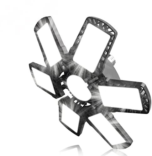 1 Pezzi Lampada da Garage 185W , 18500LM 6500K Lampada da Negozio Deformabile con 6 Pannelli Regolabili, E27/E26 Officina Plafoniera LED per Garage, Magazzino, Ufficio, Cantina, Palestra, Cucina