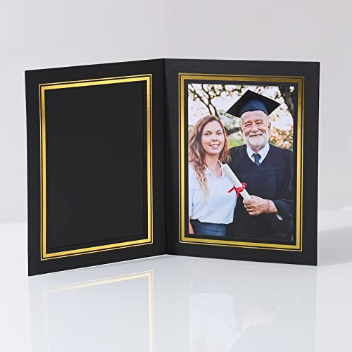 HOTUO 5x7 Photo Folders, Black Cardboard Picture Frame, Vertical Paper Photo Frame Cards Pack of 12