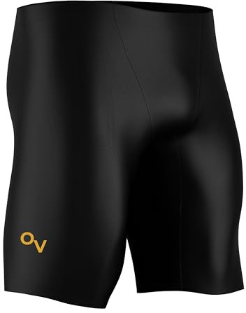 Onvous Short de bain pour homme | Jammer de maillot de bain athlétique pour homme | Jammer pour la natation pour homme | Taille 28-38, Noir - Logo doré, 36