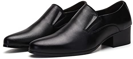 LAZIRO Chaussures en Cuir À Talons Hauts for Hommes De 6 Cm À Bout Pointu À La Mode Augmentent Les Chaussures en Cuir À Talons Hauts for Hommes De 8 Cm (Color : Black [6 cm Taller], Size : 39 EU)