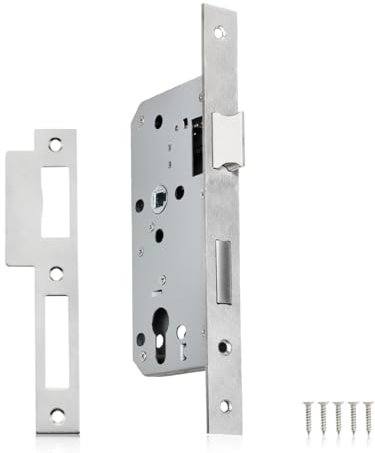 Bwintech 1 Stück Satin Nickel 7250 Einsteckschloss Edelstahl Euroloch für Innentüren und Badezimmertüren