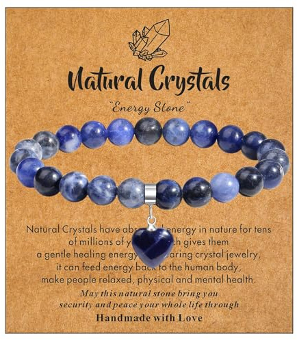 XIANNVXI Healing Crystal Heart Bracelet for Women Ladies 8mm Gemstone Beaded Bracelet Jewellery,Birthday Valentines Christmas Gifts for Her