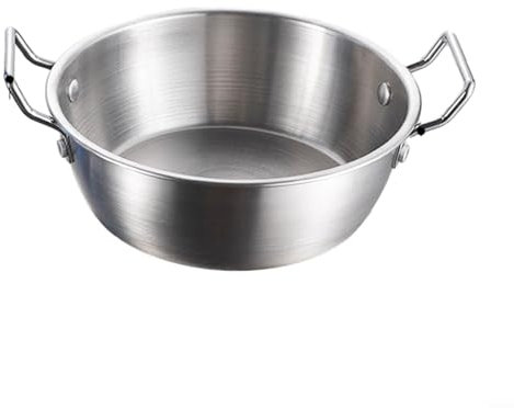 Whychstore Cuenco versátil de acero inoxidable con asas dobles adecuado para varios platos, incluyendo pollo, postres, sopa, fideos (plateado, 12 cm)