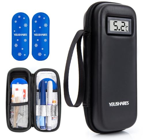 YOUSHARES Estuche Viaje para Insulina - Bolsa Viaje con Enfriador de Medicamentos Aislado, Nevera para Insulina Trae 2 Bolsas de Hielo