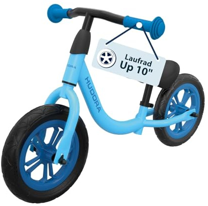 HUDORA Laufrad Up 10 Zoll Cyan - Leichtes Lauflernrad ab 18 Monaten - Gleichgewichtsrad mit hoher Kippstabilität - Lauflernspielzeug für Kinder von 78-100 cm - Kinderspielzeug mit 2 Rädern