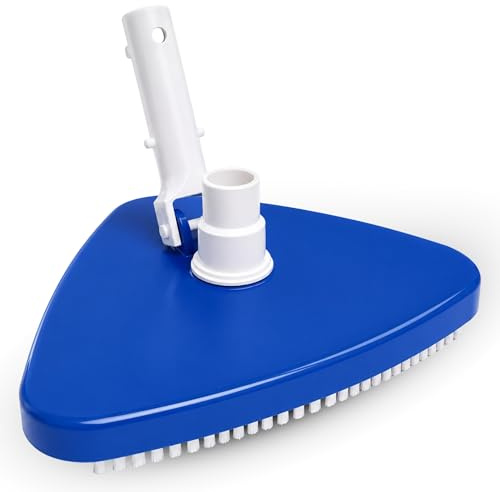 TECHZOCO Limpiafondos de Piscina Triangular Manual, Cabezal de aspiradora de Piscina, Cepillo Aspirador Suelo de Piscina, Apto para Mástil de 32mm y Manguera de Ø35-38 mm, Tamaño Cabezal 32 x 32 cm