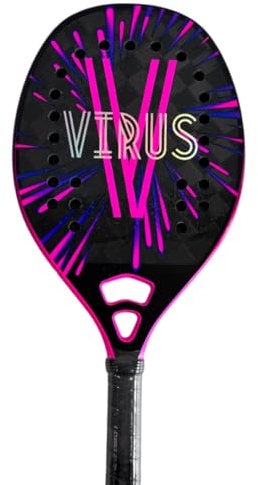 VIRUS Raqueta de Beach Tennis con Carbono 18K y EVA Soft - Pala Profesional de Balance Medio (330g) - Superficie Arenosa para Máximo Spin y Precisión - Incluye Funda