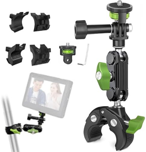 SQAQS Fjärrkontrollhållare, 360 ° Justerbar Cykelstyre Clip Monteringsfäste, Cykelstabilisator Handtag Stång Fäste med 1/4 Gängad Adapter, för Dji Rc Rc2 Fjärrkontroller (Svart + grön)