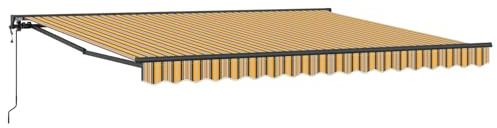 vidaXL Toldo Retráctil Amarillo y Gris 400 x 300 cm Poliéster y Metal, Toldo Ajustable, Diseño Moderno, Cubierta Resistente, Sombra Retráctil para Jardín y Terraza