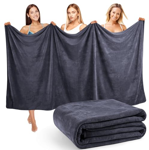 Lureon Serviette de Bain Grande Taille XXL 100x200 cm - 420 g/m² - Épaisse pour Sauna & Plage - Mixte Adulte - Hautement Absorbante et Ultra-Douce (Gris foncé)