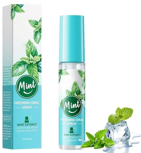 Spray Bucal de Menta 18ml,Spray Bucal Mal Aliento, Frescura Duradera, Con Extractos Naturales de Menta y Té Verde, Higiene Bucal, Portátil, Cuidado Bucal Diario