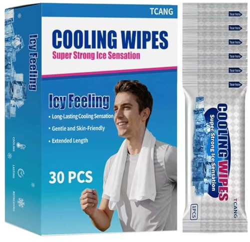 30 Pack Disposable Cooling Wipes, Individually Wrapped No-Rinse Cooling Towels, (25''x 9.84'') Extra-Thick Oversized Ice Towel for Sports, Travel, and Camping in Hot Weather (White)