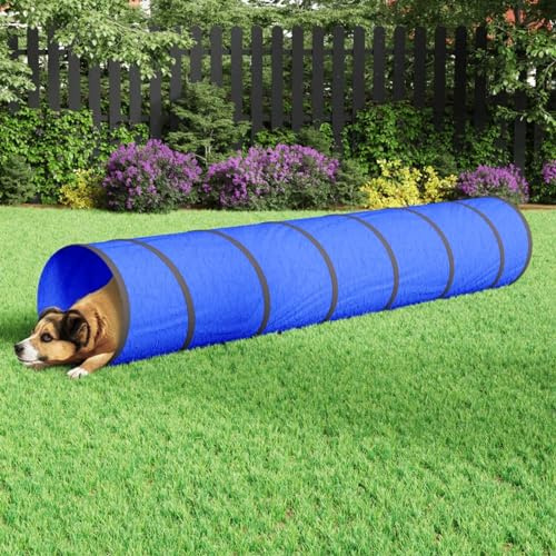 Tunnel per cani blu Ø 50 x 300 cm, in poliestere, perfetto per addestramento e giochi all'aperto, giocattolo pop up per cani, giocattolo per gatti o tunnel