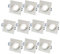 10x ALU Einbaustrahler GU10 Set – 10 Stück Aluminium Einbaurahmen Eckig in Silber gebürstet Optik Inkl. GU10 Fassung für LED oder Halogen Leuchtmittel, 30° Schwenkbar, Eckig, 230V