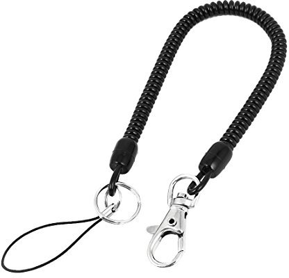 sourcing map Retractable Coil Spring Keychain, Spiral Fishing Lanyard Cord with Lobster Clasp, Elastic Spring Coil Cord Key Chain Holder Pendant for Keys, ID Cards, DIY Making, 1 Pcs