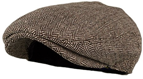 Wonderful Fashion Men's Classic Herringbone Tweed Wool Blend Newsboy IVY Hat (Brown, LXL)
