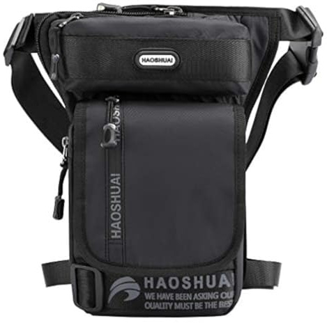 Beintasche Motorrad Oxford Taille Pack Hüfttasche für Herren Frauen Oberschenkel Taille Hintern Hüfte Gürteltasche Outdoor Reisen Wandern Cyling Tactical Outdoor Sport Pack Tasche, Schwarz