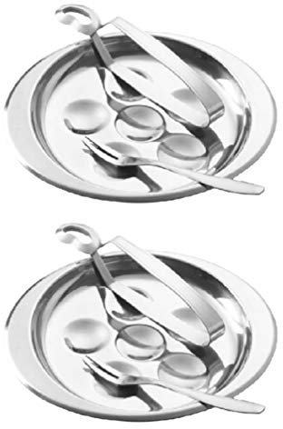 YARNOW 2 Satz Schneckenteller aus Edelstahl Schneckenplatte 6-Loch-Schneckenteller mit Zangengabeln Pilzplatte Backen Schneckenschalen für Das Heimrestaurant