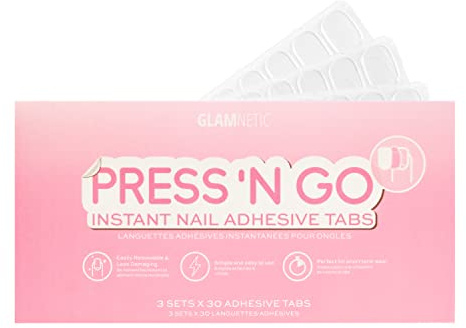 Glamnetic Press 'n Go Instant Nail Adhesive Tabs | Short Term Wear, Easily Removable & Less Damaging, Customized Fit | 90 Tabs