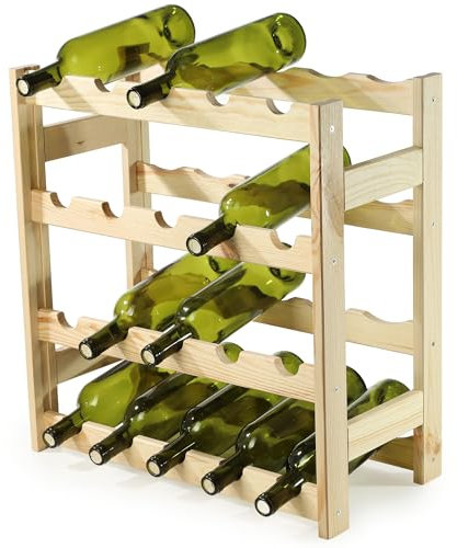 KADAX Weinregal aus Holz, 54x53x25cm Flaschenregal, 20 Flaschen, Weinständer aus Kiefernholz, Weinschrank für Weinflaschen, Weinsammlung, Aufbewahrung vom Wein, Flaschenhalter