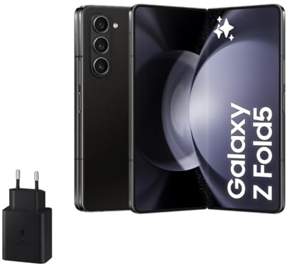 Samsung Galaxy Z Fold5, 512 GB + Cargador 45W - Teléfono Móvil Plegable con IA, Smartphone Android Libre, 12GB de RAM, Cámara de Alta Resolución, Negro (Versión Española)