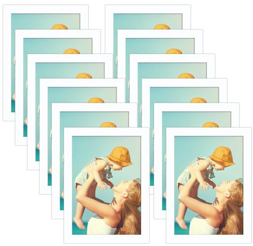 RLAVBL Magnetrahmen 13x18 CM 12er Set, weißer Bilderrahmen mit selbstklebender Rückseite für Fenster, Wände, Kühlschränke für Anzeigen, Notizen und Drucke