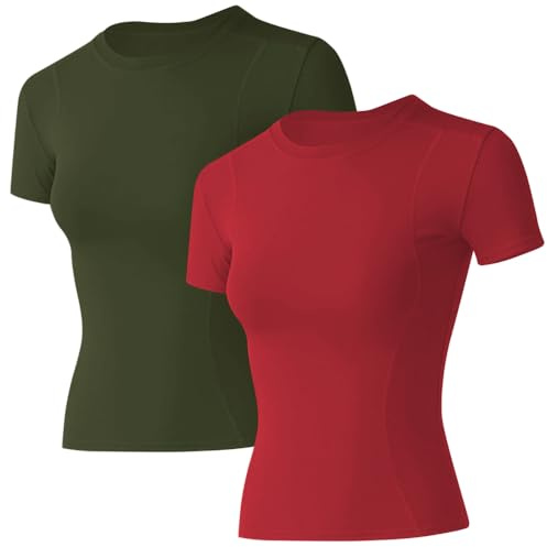 Loovoo Teen Gym Shirts for Women Quick Dry Multipack tee Duplicate compresse Tops Blouse Regular Soft t-Shirts