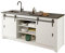 Küchenschrank Küchenunterschrank in weiß Pinie und schwarz/anthrazit Küche Unterschrank für Spüle oder Kochfeld mit Arbeitsplatte ohne Ausschnitte im Industrial Design 200 x 93 cm Stove (Groß)