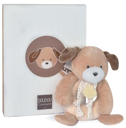 DOUDOU ET COMPAGNIE PARIS & | Die Rassel – Lakritze der Hund | Erlebnisspiel Kinder | fördert Feinmotorik Vision und Koordination | Geschenkidee zur Geburt | Kuscheltier verloren | CE-Normen