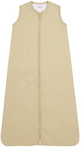 Meyco Baby Woven Uni babysovsäck, sovsäck (100% bomull, hudvänlig, säker passform, lång dragkedja, sommarsovsäck baby, storlek: 90 cm), sand