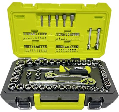 RYOBI 97 PC. 1/4 & 3/8 Drive Mechanics Tool Set - 6 Point
