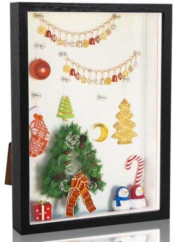 Rdlobu Cornice portafoto 3D da riempire, 21 x 30 cm, colore nero, profondità per oggetti fino a 3 cm, cornice per oggetti decorativi da parete, scrivania, regalo di matrimonio, opere d'arte