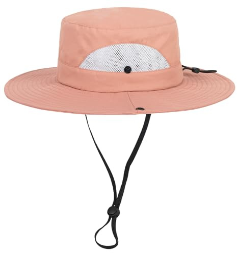 Kids Sun Hat with UV Protection Beach Bucket hat Safari Boonie Cap Pink