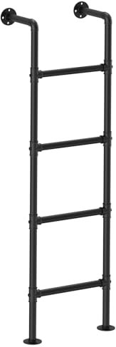 tinysiry Wall Mounted Metal Ladder, Heavy Duty Four Step Egress Ladders, Fixed Cast Iron Climbing Ladder Basement Window Well Escape Ladders, Loft Access Ladde 330 lbs Load Capacity Four Layer