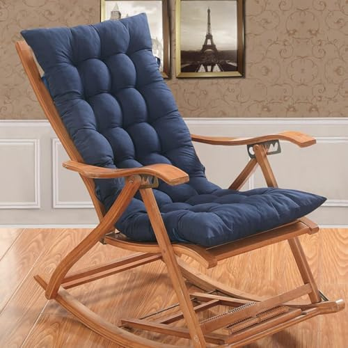 Hochlehner Auflagen 8cm, Gartenstuhlauflagen Hochlehner 120x50 Mit Bändern, Bequeme Sitzauflagen Gartenmöbel, Stuhlauflage Sitzkissen Indoor Outdoor Rückenlehne Auflage(Blau)