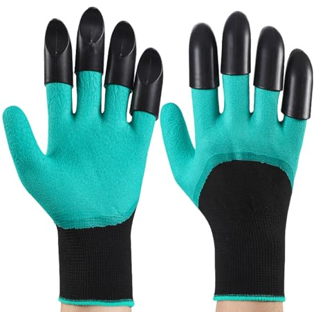 SuperAuriga Gardening Gloves with Claws - Anti-Slip & Durable for Planting, Digging, Weeding (Green, With Claws)
