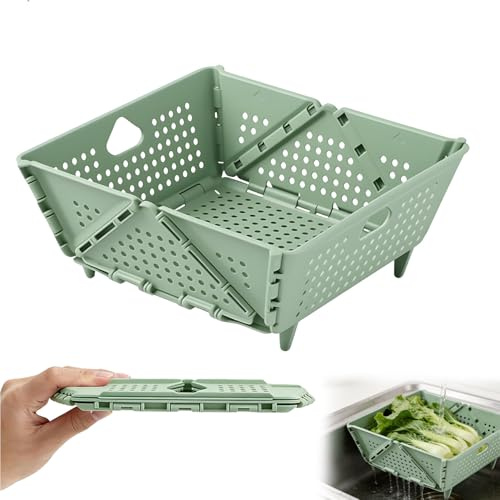 Colador Plegable, Escurridor Plegable, Escurridor Pasta PP+TPE con Asas y Pies Antideslizantes Colador Pasta Verduras Frutas Escurridors de Verduras Apto para Lavavajillas Ideal para Cocina y Camping
