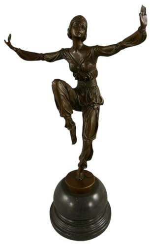 vianmo Scultura in bronzo Figura in bronzo Donna su piedistallo Balanzante