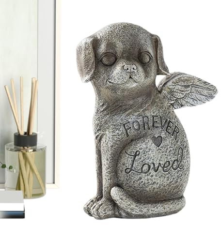 Piedras conmemorativas para mascotas: lápida resistente a la intemperie, material de piedra duradero, diseño elegante de estatua, superficie de grabado clara, decoración conmemorativa para oficinas