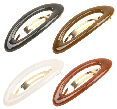 4 pinzas de pelo planas de estilo francés, clip francés grande clásico retro, cómodo diseño curvado para conducir para cabello fino y grueso, pasadores versátiles para cabello de mujer