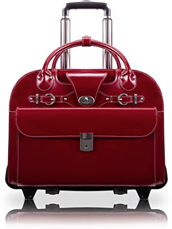 McKlein Roseville, 15 Leather Detachable -Wheeled Ladies' Laptop/Computer & Tablet Business Briefcase Bag/Women's Rolling Overnight Travel Bag, Removable trolley case