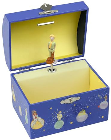 Trousselier - Il piccolo principe. Saint Exupéry - Salvadanaio con lucchetti e scatola per tesori musicali, ideale come regalo per bambini, musica per la primavera di Vivaldi, colori blu