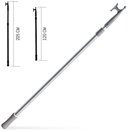 Yachtglanz R.G. Teleskop-Bootshaken | Bootshaken telskopierbar | aus Aluminium | schwimmfähig | ausziehbar von 120 bis 205 cm