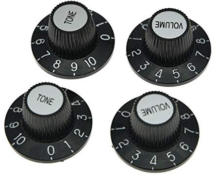 KAISH 4x Black with Silver Cap LP Guitar Witch Hat Knobs Top Hat Knob for Epiphone Les Paul SG