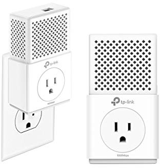 TP-Link AV1000 Powerline Ethernet Adapter - Gigabit Port, Plug&Play, Power Saving Mode, Noise Filtering, Extra Power Socket for Additional Devices, Ideal for Smart TV(TL-PA7010P KIT), White